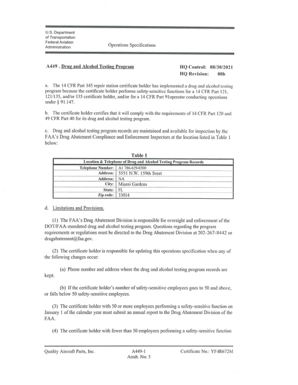 A449 Certification