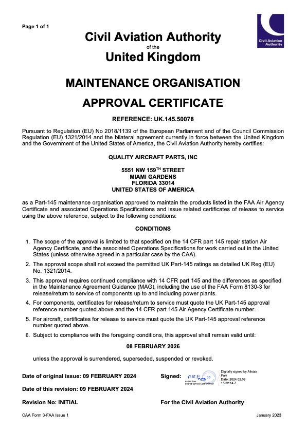 UK14550078 Certification